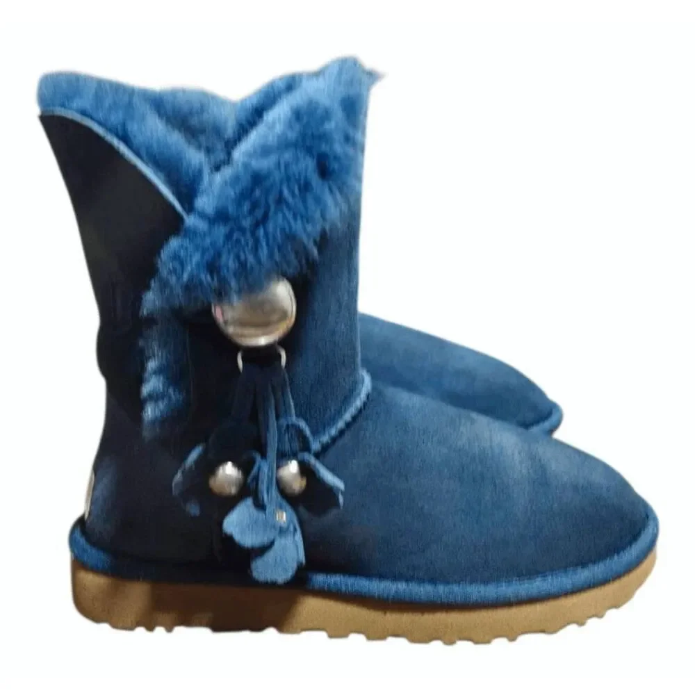 UGG Bailey Button 'Puff Dark Denim' Winter Boot Size 6
